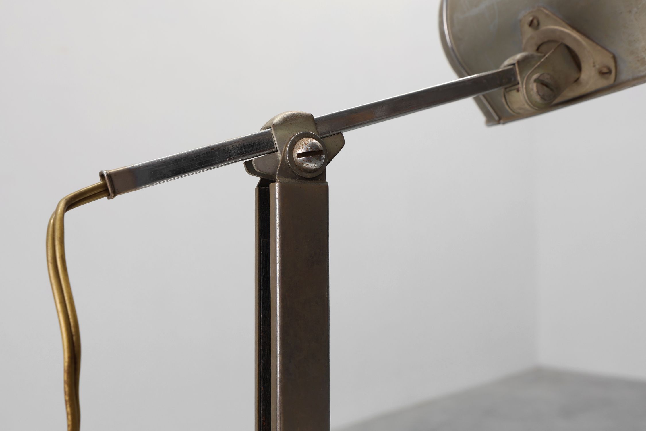 Art Deco Industrial metal and travertin Desk Lamp, Belgium 1930sthumbnail